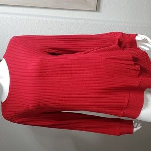 Westbound Women's Red Long Sleeve Rib Knit Sweater